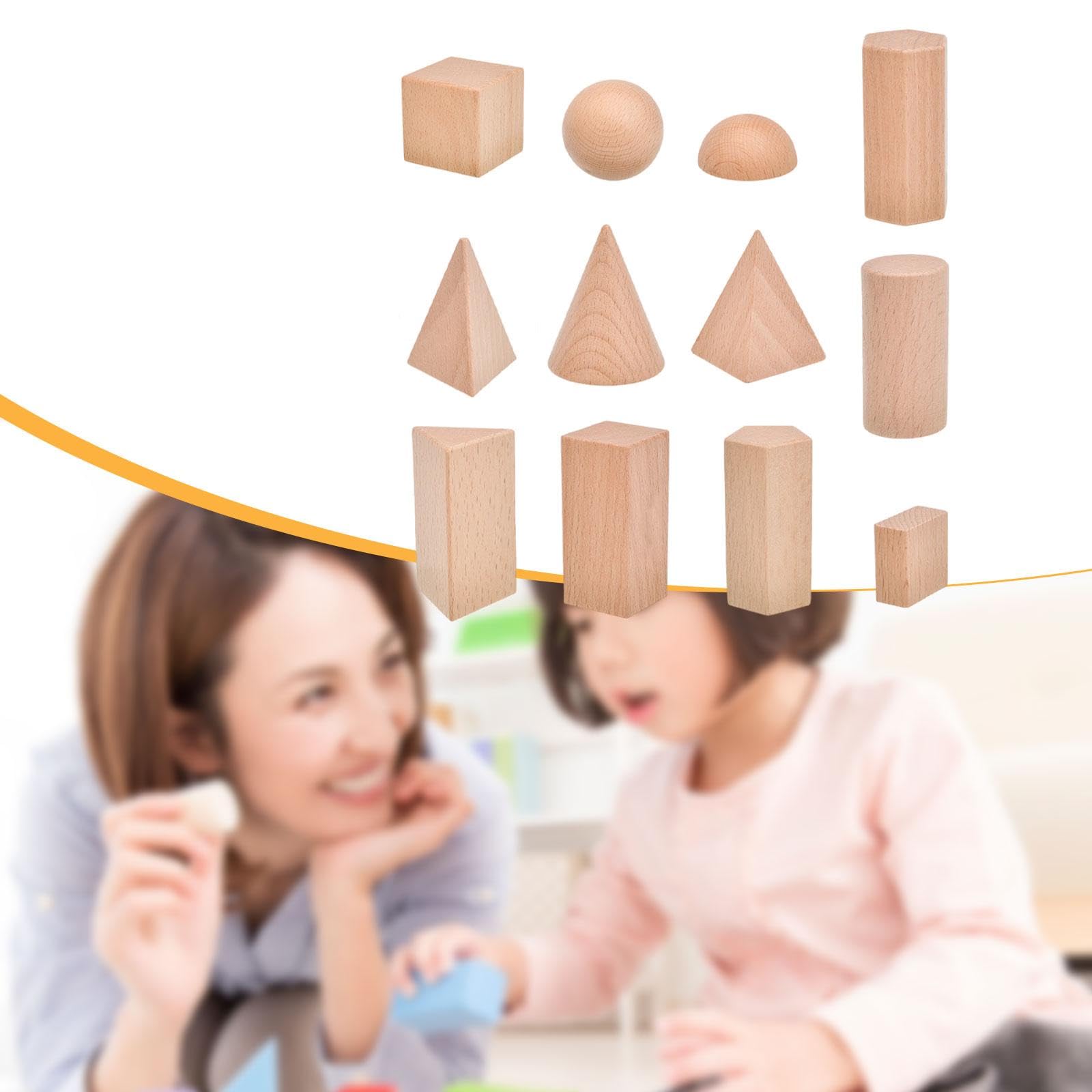 Amazon | 12個入り 木製ブロック 立方体 積み木 幾何学 3D形状 幾何学